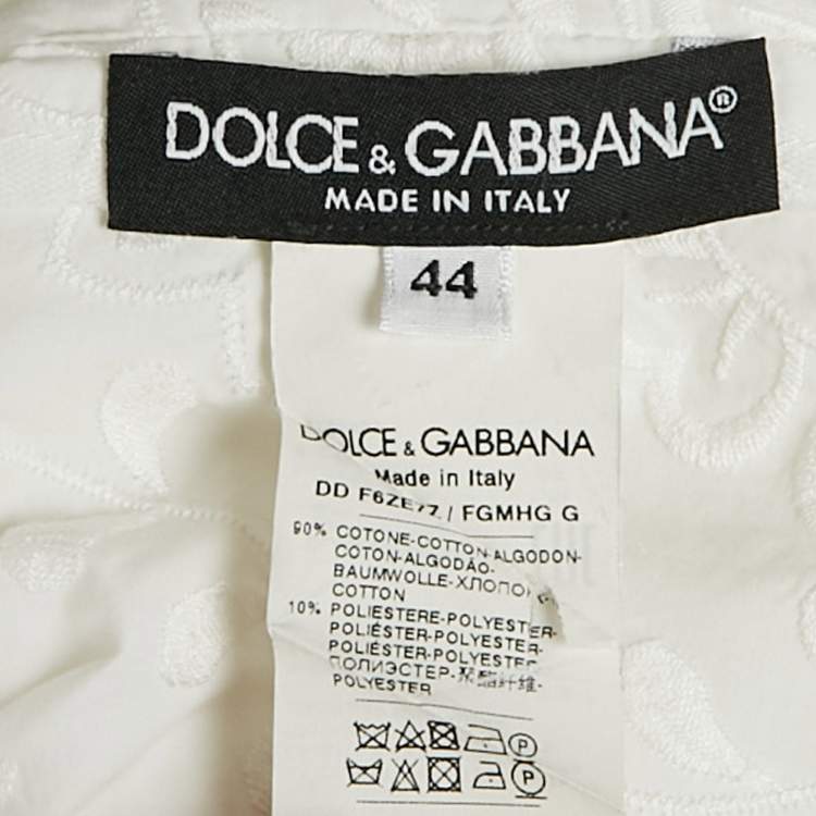 Pre Owned Dolce & Gabbana White Anglaise Broderie Cotton Mini Dress M