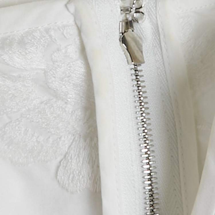 Pre Owned Dolce & Gabbana White Anglaise Broderie Cotton Mini Dress M