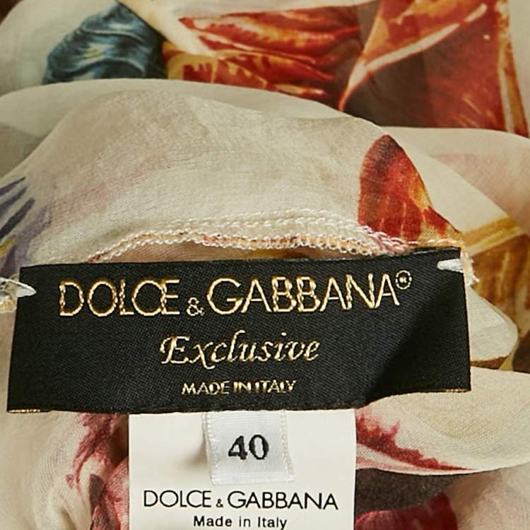 Pre Owned Dolce & Gabbana White Seashell Print Sheer Loose Fit Mini Dress S