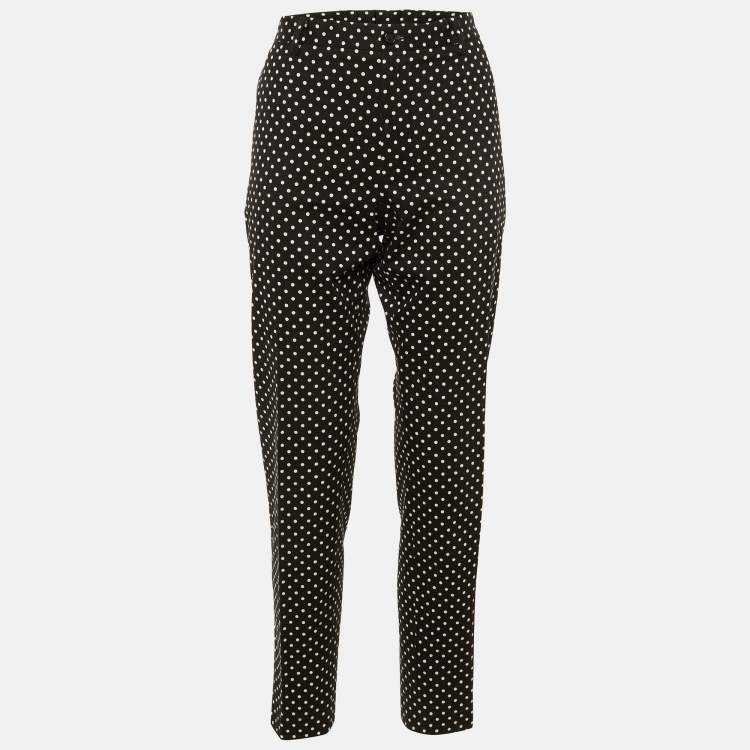 Pre Owned Dolce & Gabbana Black Polka Dot Cotton Trousers L