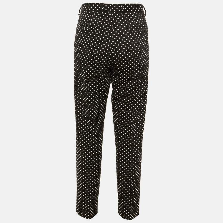 Pre Owned Dolce & Gabbana Black Polka Dot Cotton Trousers L