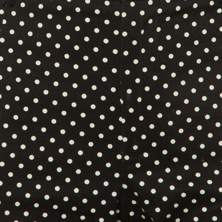 Pre Owned Dolce & Gabbana Black Polka Dot Cotton Trousers L