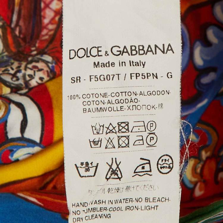 Pre Owned Dolce & Gabbana Multicolor Carretto Siciliano Print Cotton Cropped Shirt S
