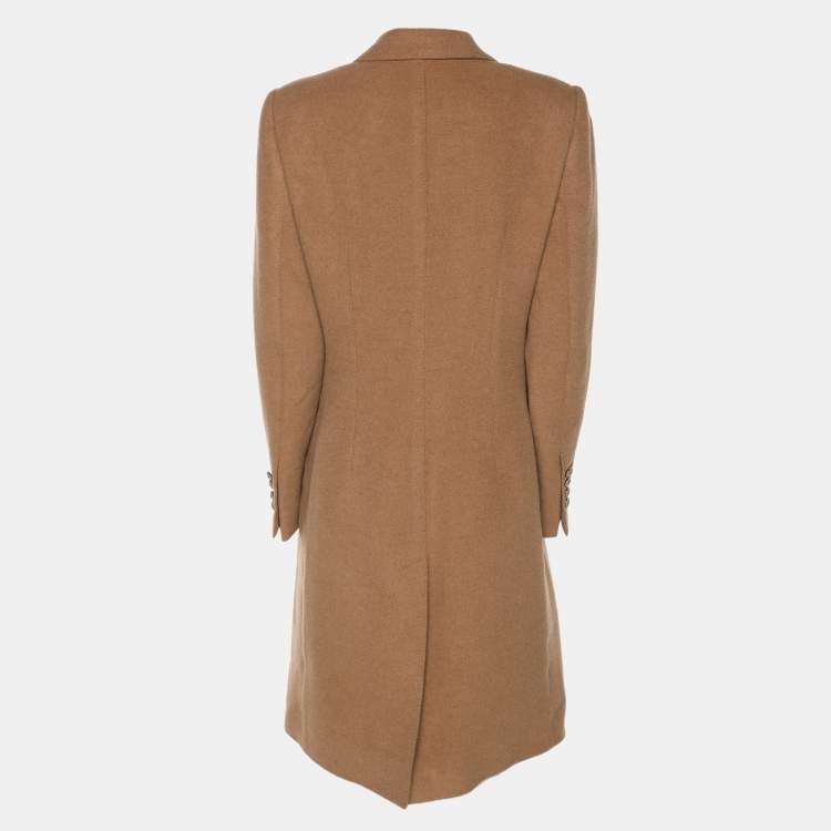 Pre Owned Dolce & Gabbana Beige Camel Double Breasted Mid Length Coat M