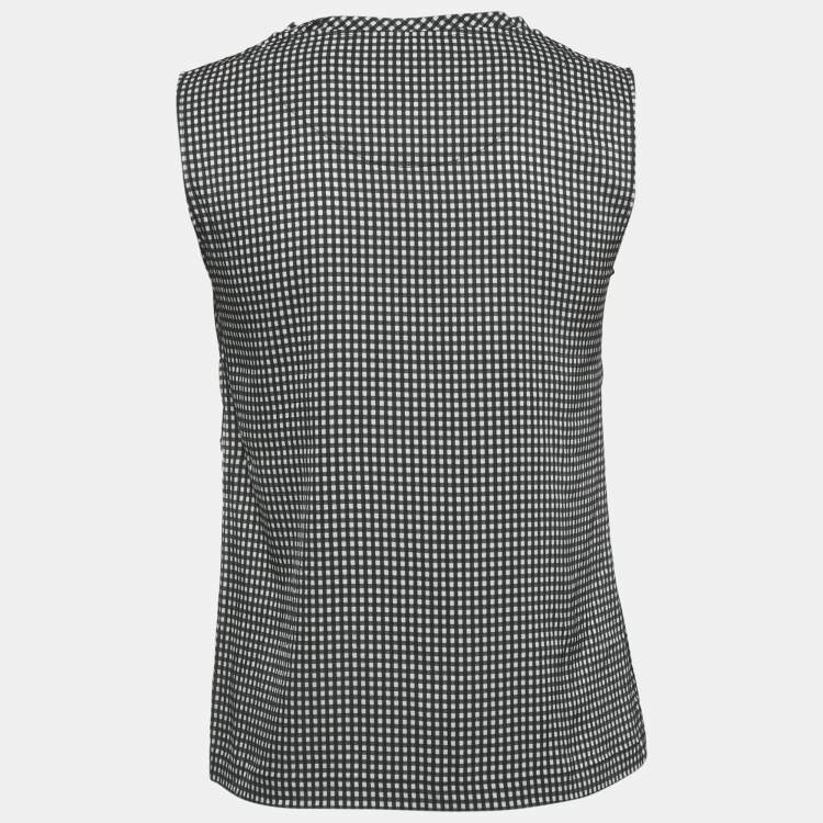 Pre Owned Dolce & Gabbana Black/White Gingham Crepe Sleeveless Top M