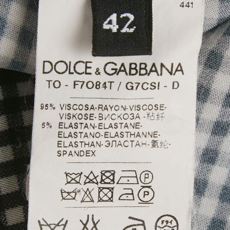 Pre Owned Dolce & Gabbana Black/White Gingham Crepe Sleeveless Top M