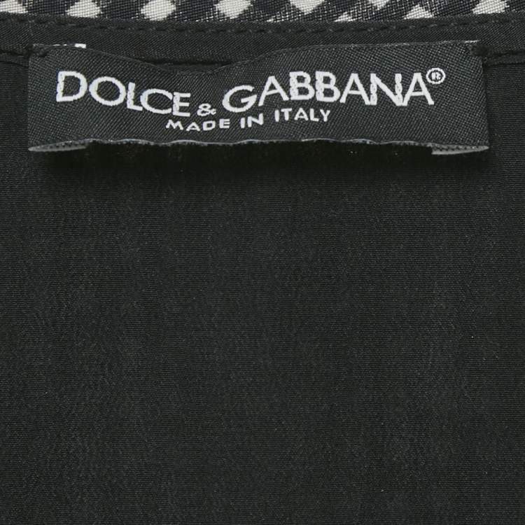 Pre Owned Dolce & Gabbana Black/White Gingham Crepe Sleeveless Top M
