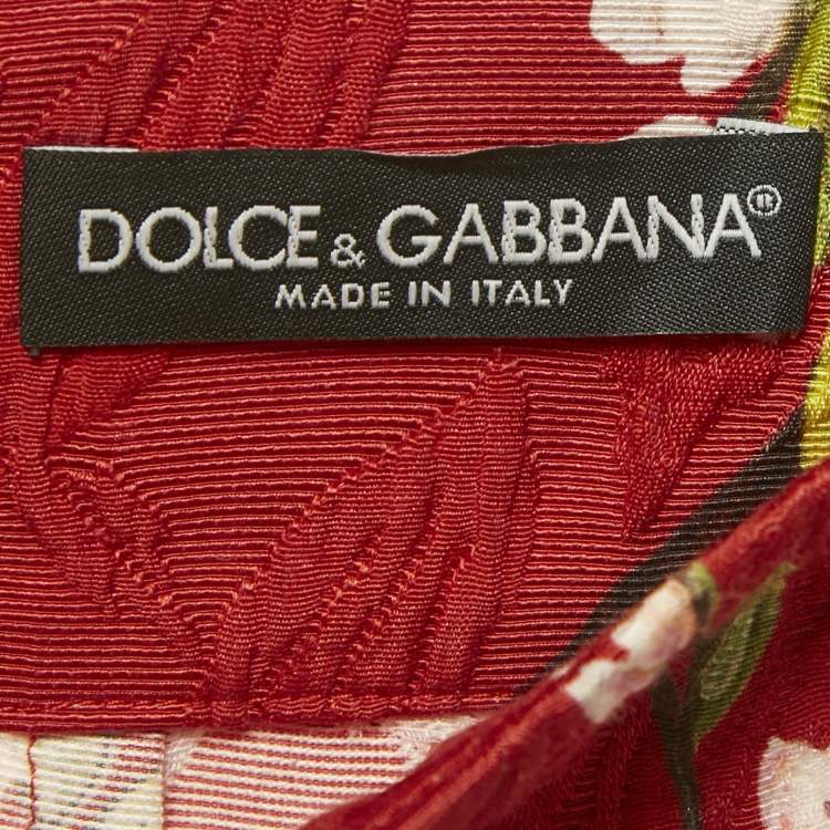 Pre Owned Dolce & Gabbana Red Floral Print Cotton Silk Mini Skirt S 