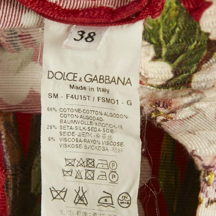 Pre Owned Dolce & Gabbana Red Floral Print Cotton Silk Mini Skirt S 