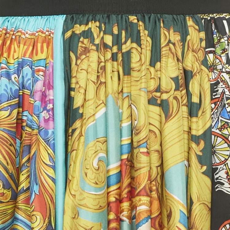 Pre Owned Dolce & Gabbana Multicolor Printed Silk Maxi Skirt S