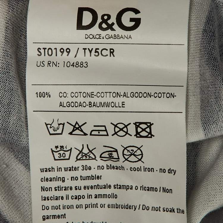 Pre Owned D&G Blue/White Stripe Cotton Beaded Top M