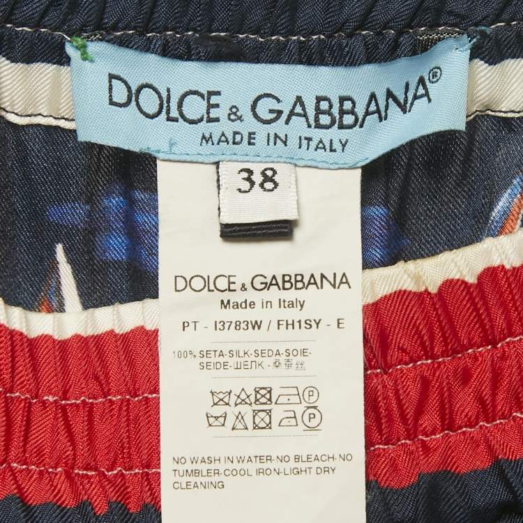 Pre Owned Dolce & Gabbana Multicolor Printed Silk Trousers S