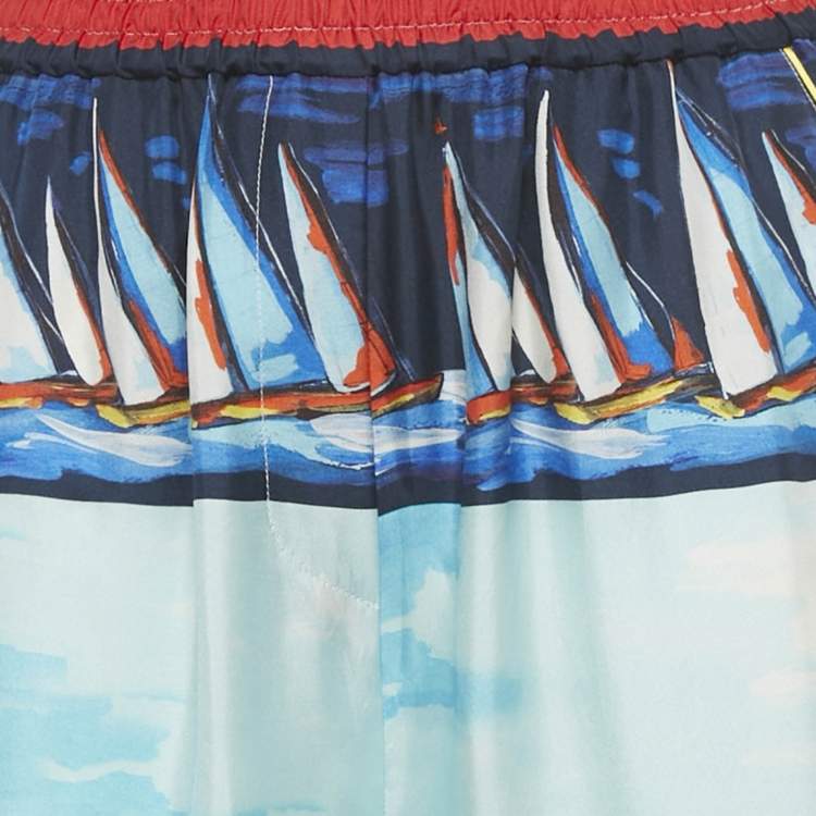 Pre Owned Dolce & Gabbana Multicolor Printed Silk Trousers S