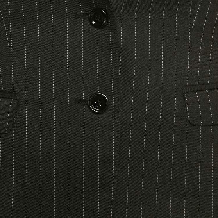 Pre Owned Dolce & Gabbana Grey Pinstripe Wool Tailored Blazer M