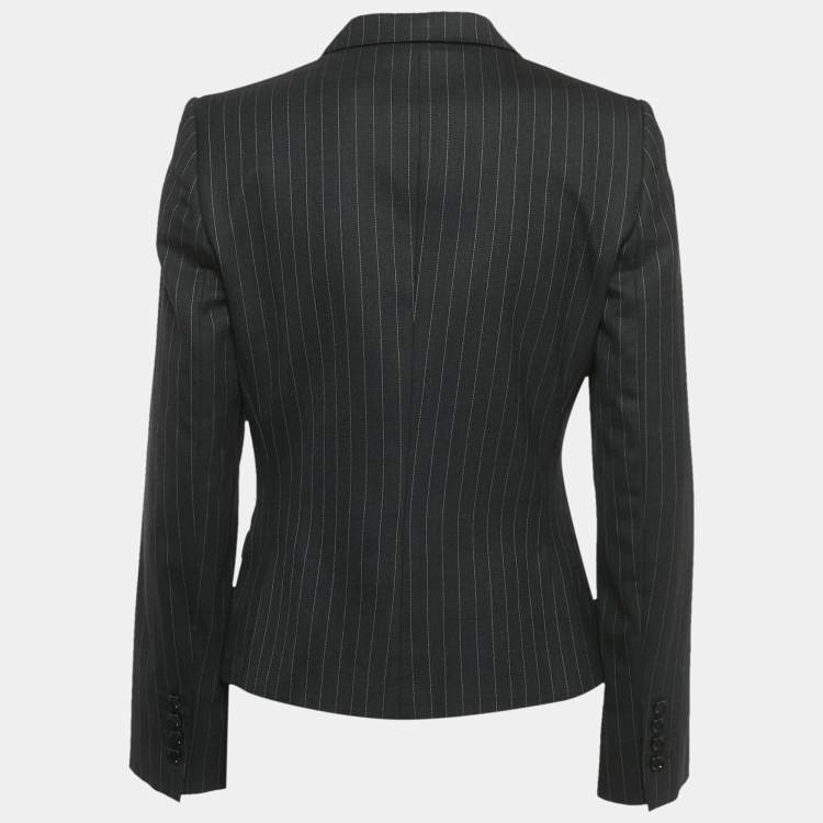 Pre Owned Dolce & Gabbana Grey Pinstripe Wool Tailored Blazer M