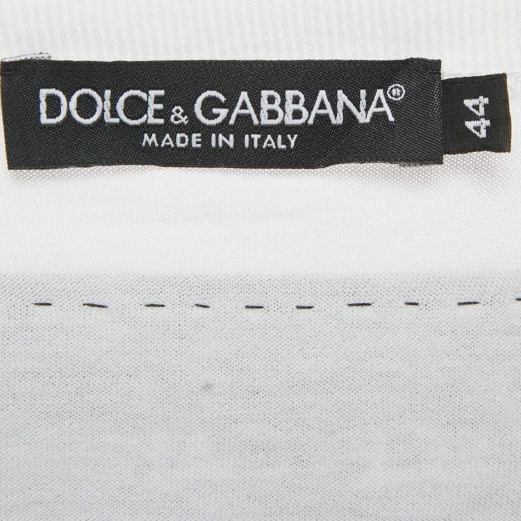 Pre Owned Dolce & Gabbana White Logo Print Jersey T-Shirt M