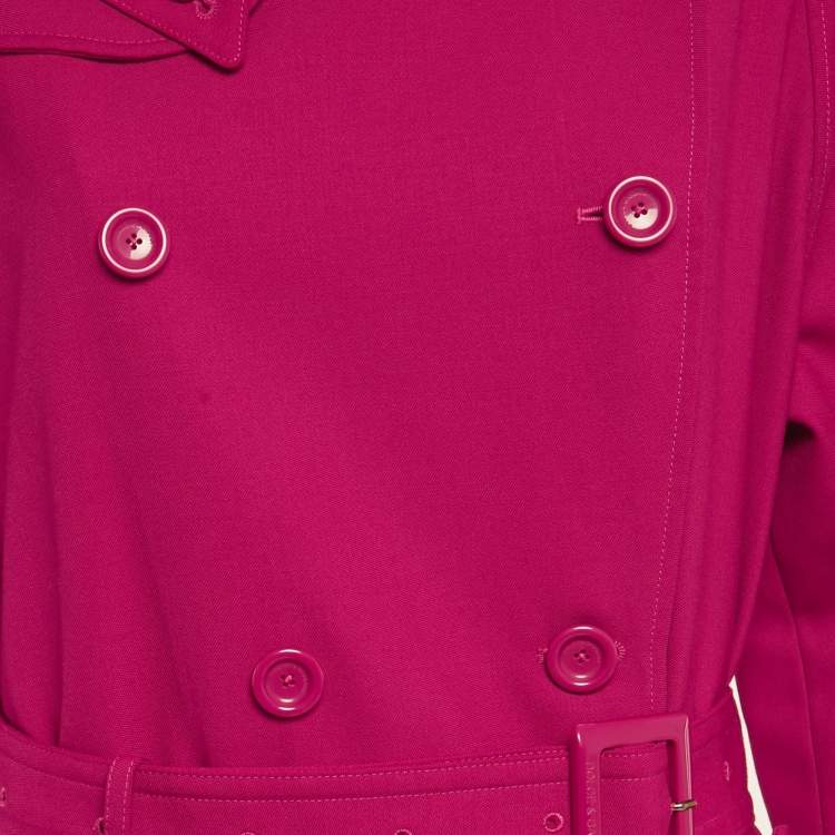 Pre Owned Dolce & Gabbana Pink Wool Blend Double Breasted Long Trench Coat XS 