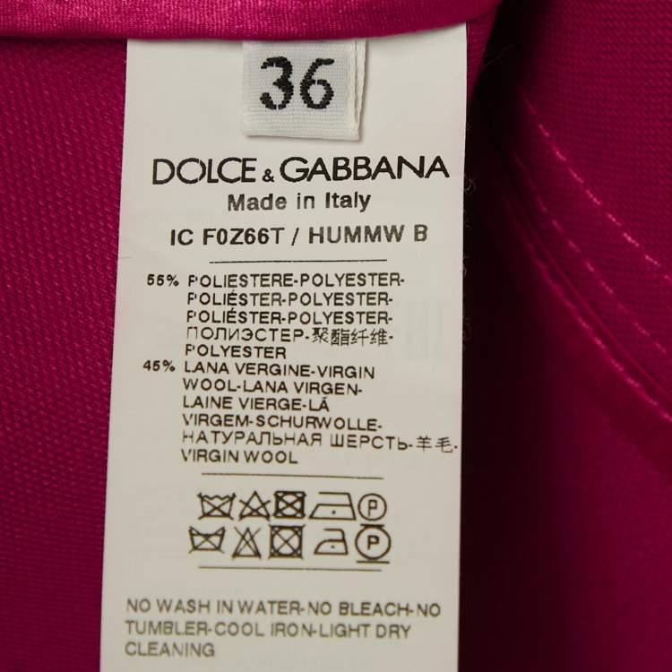 Pre Owned Dolce & Gabbana Pink Wool Blend Double Breasted Long Trench Coat XS 