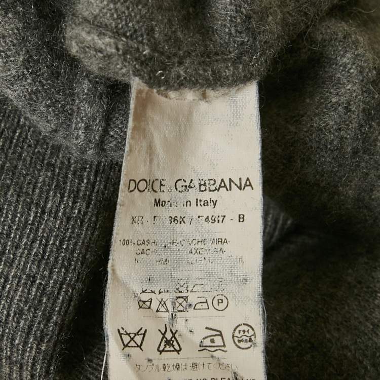 Pre Owned Dolce & Gabbana Grey Embroidered Cashmere Sweater S