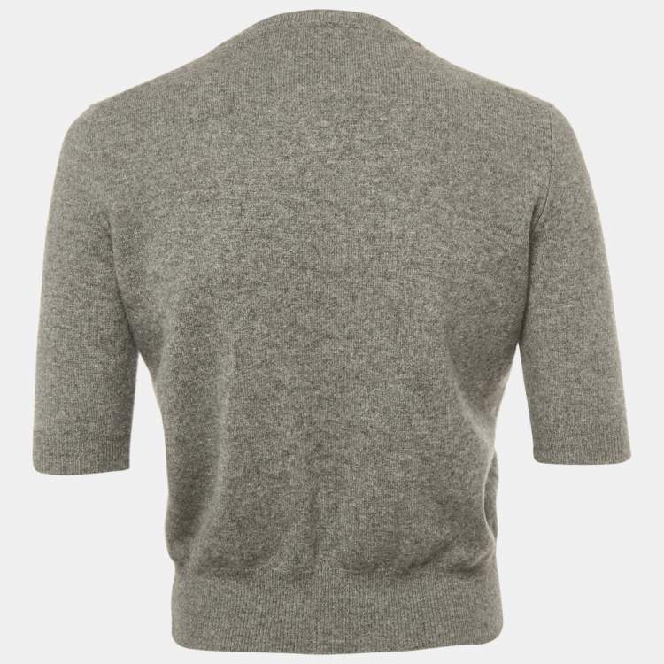 Pre Owned Dolce & Gabbana Grey Embroidered Cashmere Sweater S
