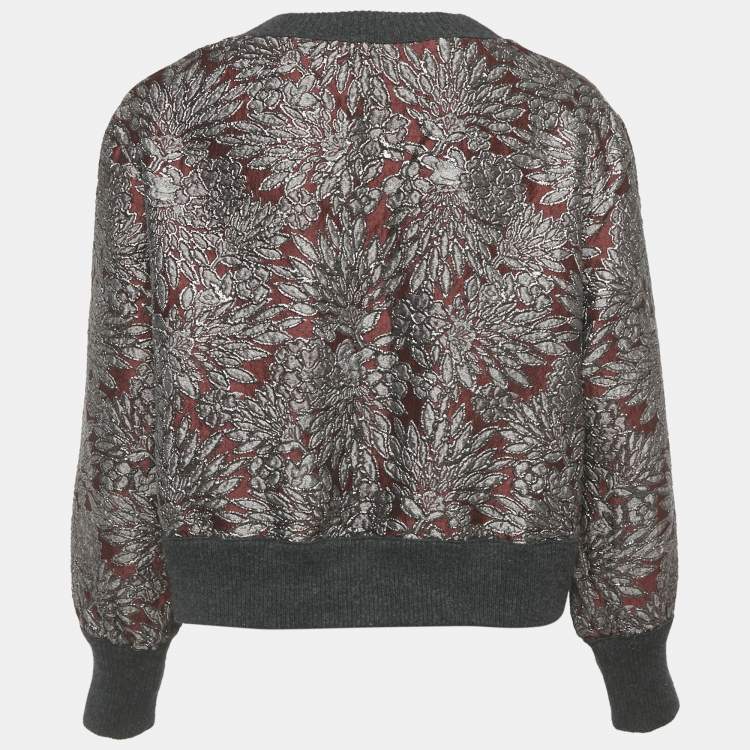 Pre Owned Dolce & Gabbana Burgundy Jacquard Sweatshirt M