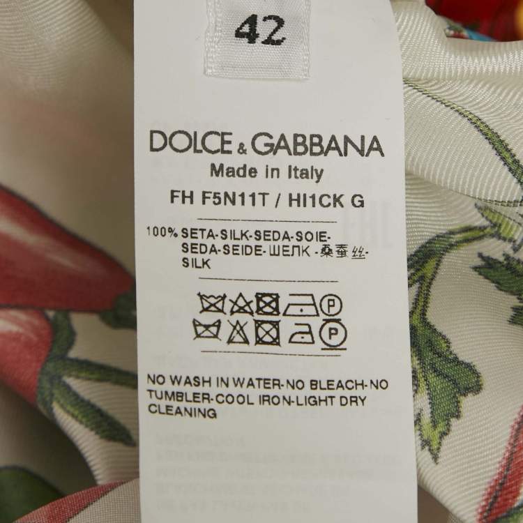 Pre Owned Dolce & Gabbana Multicolor Printed Silk Tie -Up Front Blouse M