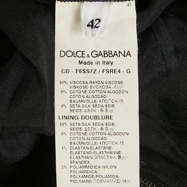 Pre Owned Dolce & Gabbana Black Printed Heart Applique Crepe Mini Dress M