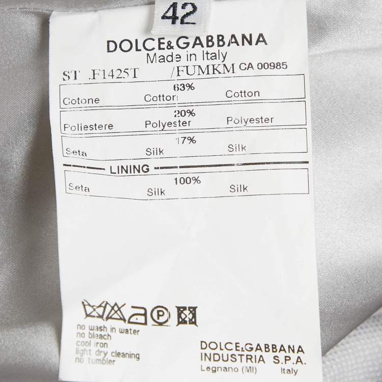 Pre Owned Dolce & Gabbana Grey Cotton Blend Blazer & Skirt Set M