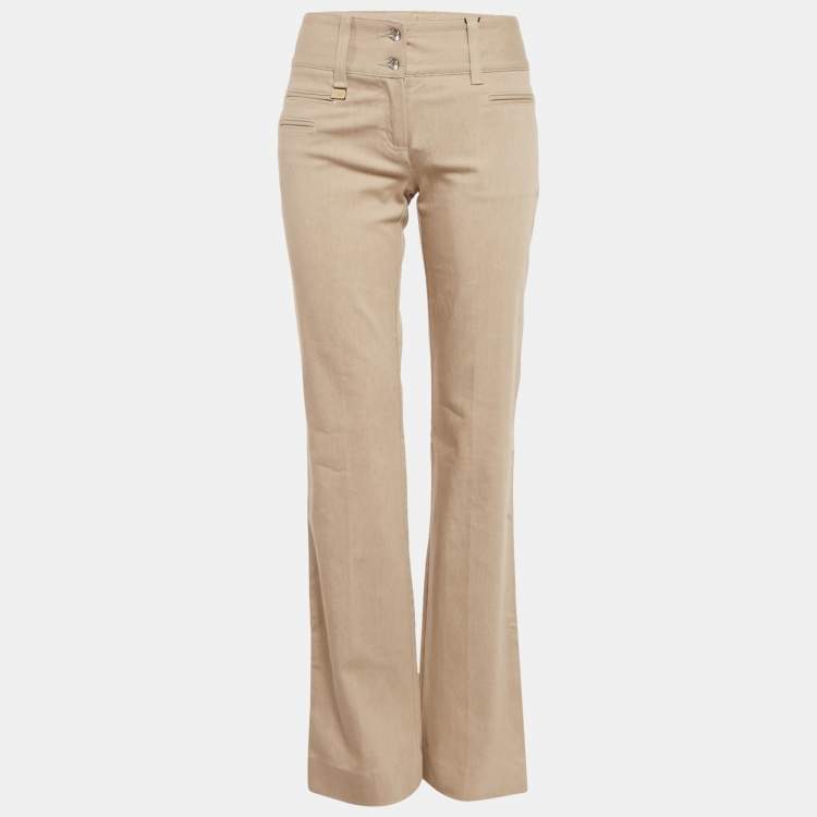 Pre Owned Dolce & Gabbana Beige Cotton Straight-Leg Jeans S Waist 28"