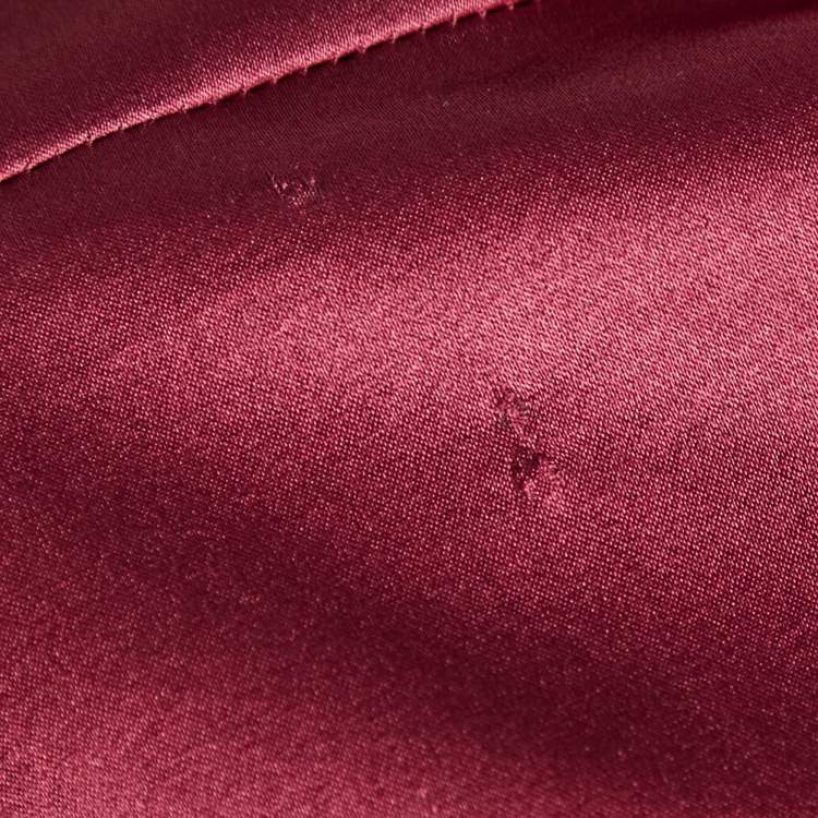 Pre Owned Dolce & Gabbana Burgundy Polka Dot Silk Wrap Detail Midi Dress L 