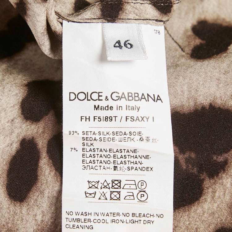 Pre Owned Dolce & Gabbana Brown Leopard Print Silk Shirt and Trousers Set M/L
