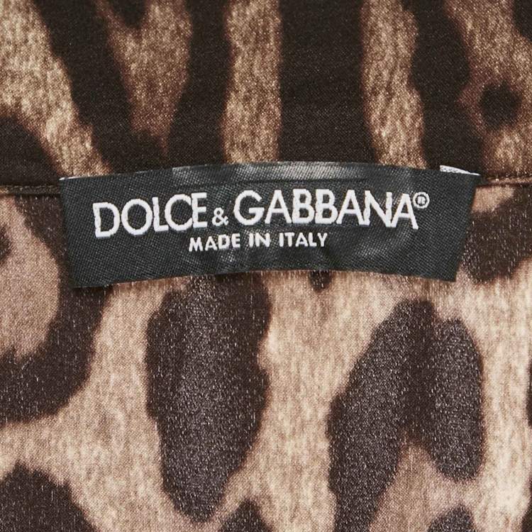 Pre Owned Dolce & Gabbana Brown Leopard Print Silk Shirt and Trousers Set M/L