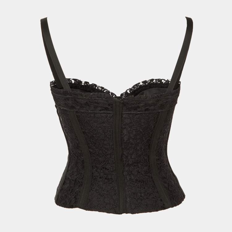 Pre Owned Dolce & Gabbana Black Lace Corset Top S