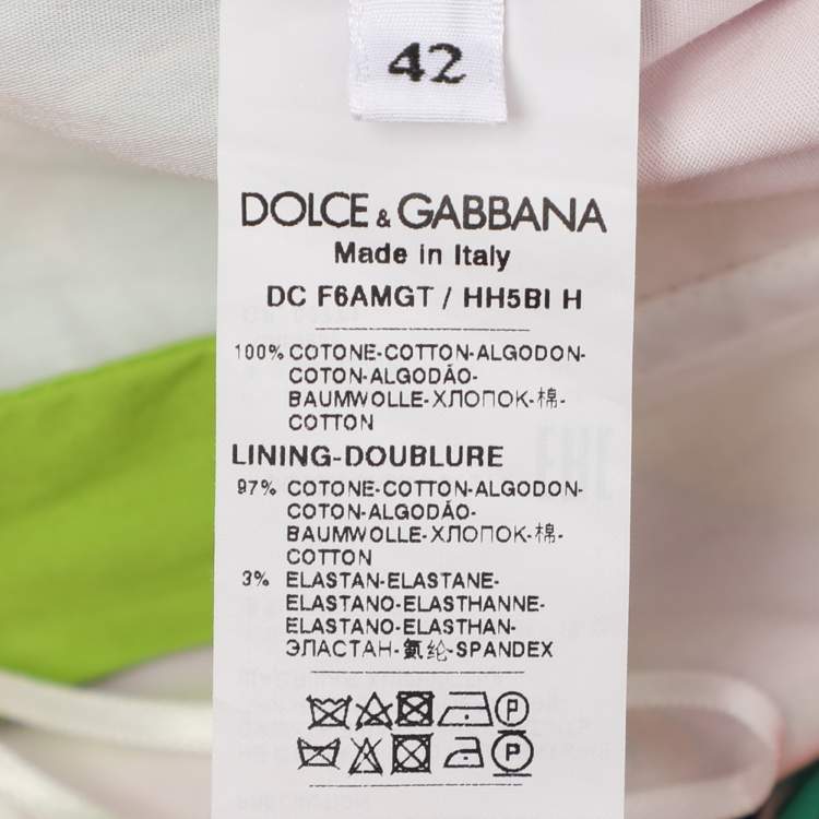 Pre Owned Dolce & Gabbana Multicolor Tropical Fruit Print Cotton Belted Maxi Dress M