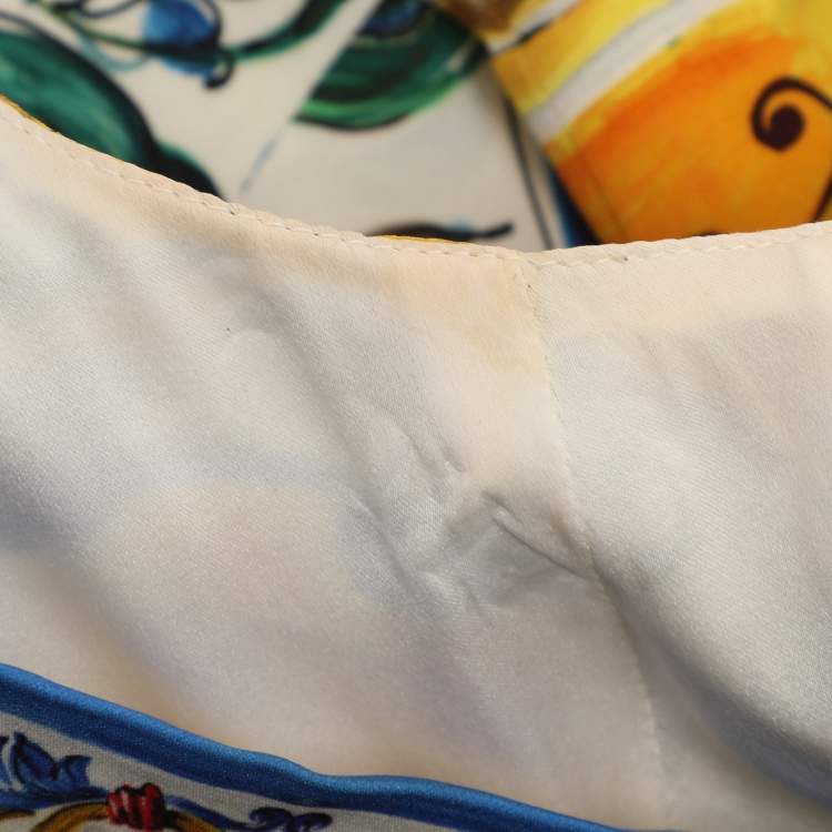 Pre Owned Dolce & Gabbana Multicolor Majolica Print Stretch Silk Midi Dress S
