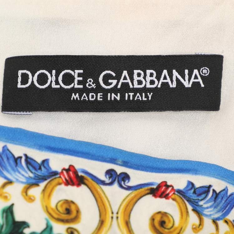 Pre Owned Dolce & Gabbana Multicolor Majolica Print Stretch Silk Midi Dress S