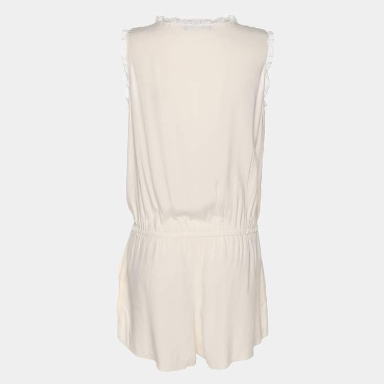 Pre Owned Dolce & Gabbana White Cream Satin Jumpsuit M