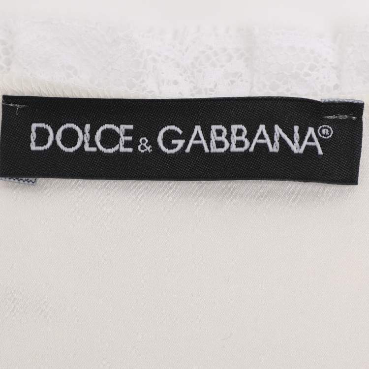 Pre Owned Dolce & Gabbana White Cream Satin Jumpsuit M