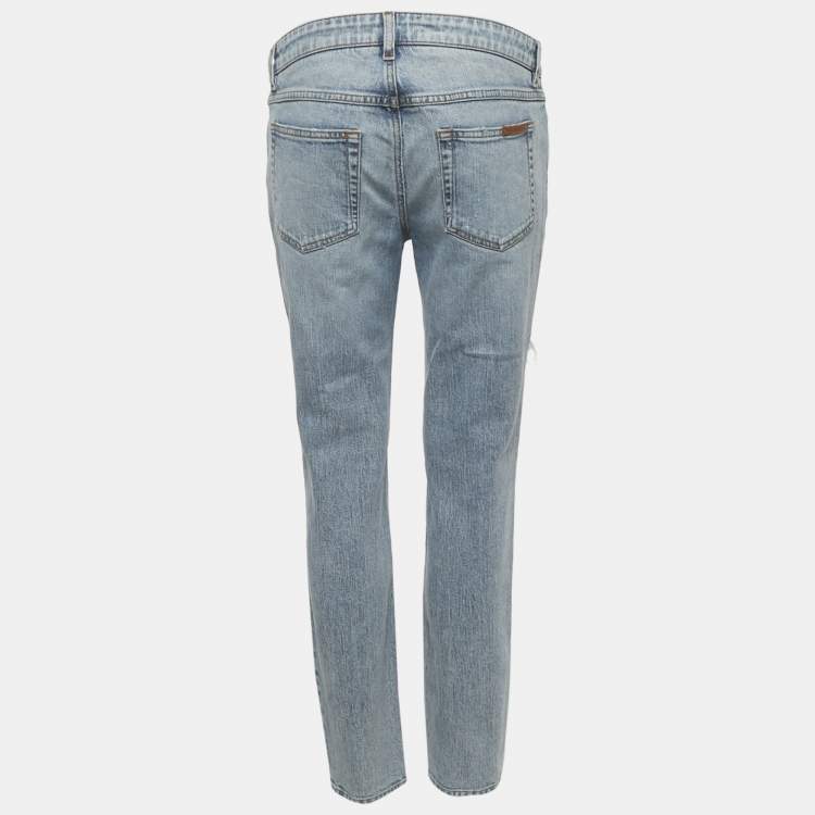 Pre Owned Dolce & Gabbana Light Blue Distressed Denim Jeans M Waist 31"