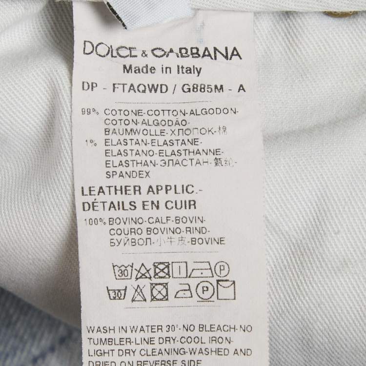 Pre Owned Dolce & Gabbana Light Blue Distressed Denim Jeans M Waist 31"