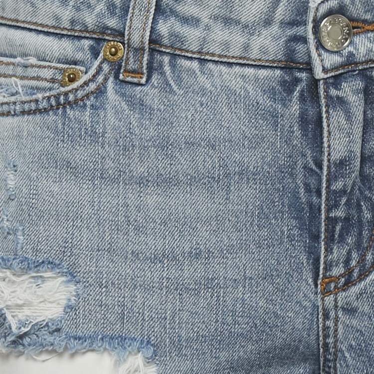 Pre Owned Dolce & Gabbana Light Blue Distressed Denim Jeans M Waist 31"