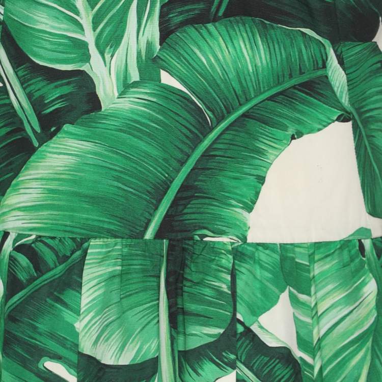 Pre Owned Dolce & Gabbana Banana Leaf Print Cotton Poplin Dress M