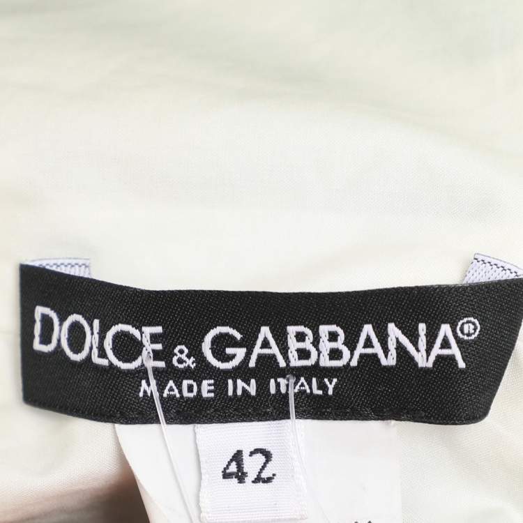 Pre Owned Dolce & Gabbana Banana Leaf Print Cotton Poplin Dress M
