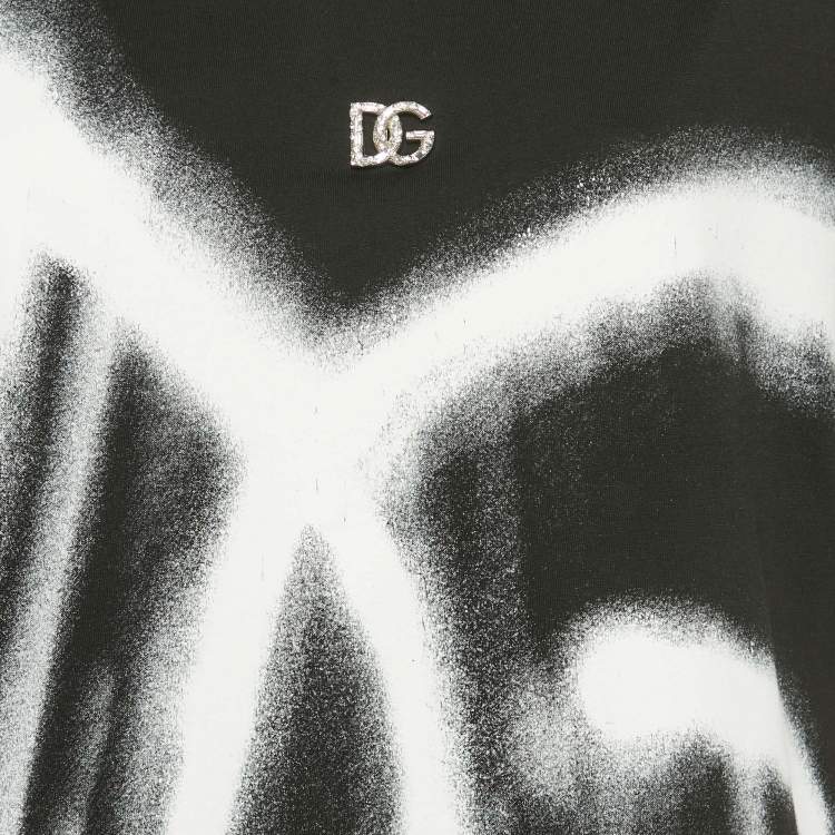 Pre Owned Dolce & Gabbana Black Graffiti Logo Oversized T-Shirt XS 
