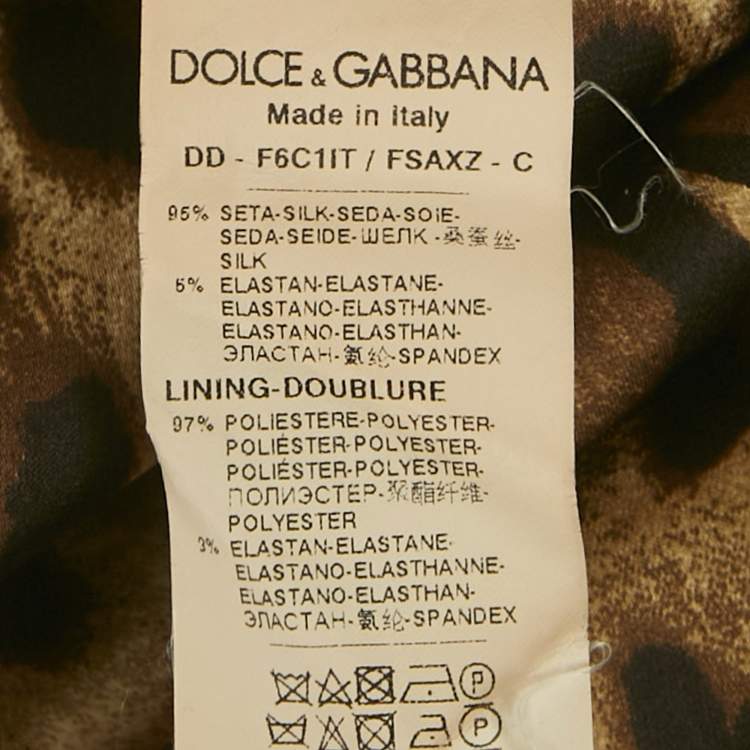 Pre Owned Dolce & Gabbana Brown Leopard & Rose Print Silk Mini Dress XS  