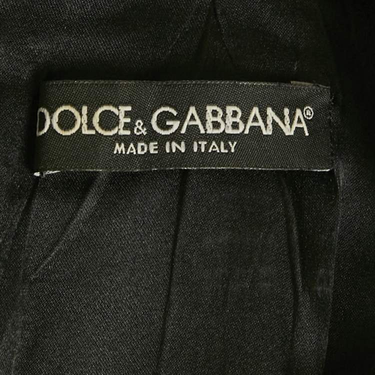 Pre Owned Dolce & Gabbana Black Crepe Lace Detail Mini Dress L