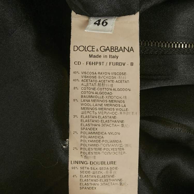 Pre Owned Dolce & Gabbana Black Crepe Lace Detail Mini Dress L