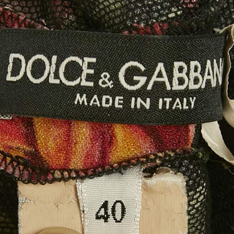 Pre Owned Dolce & Gabbana Black Floral Print Crepe Midi Dress S 