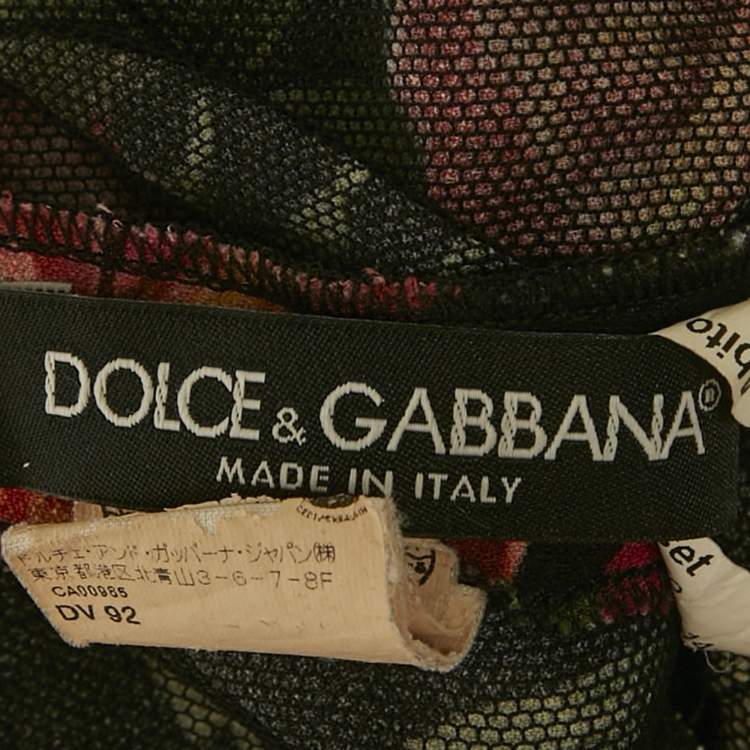 Pre Owned Dolce & Gabbana Black Floral Print Crepe Midi Dress S 