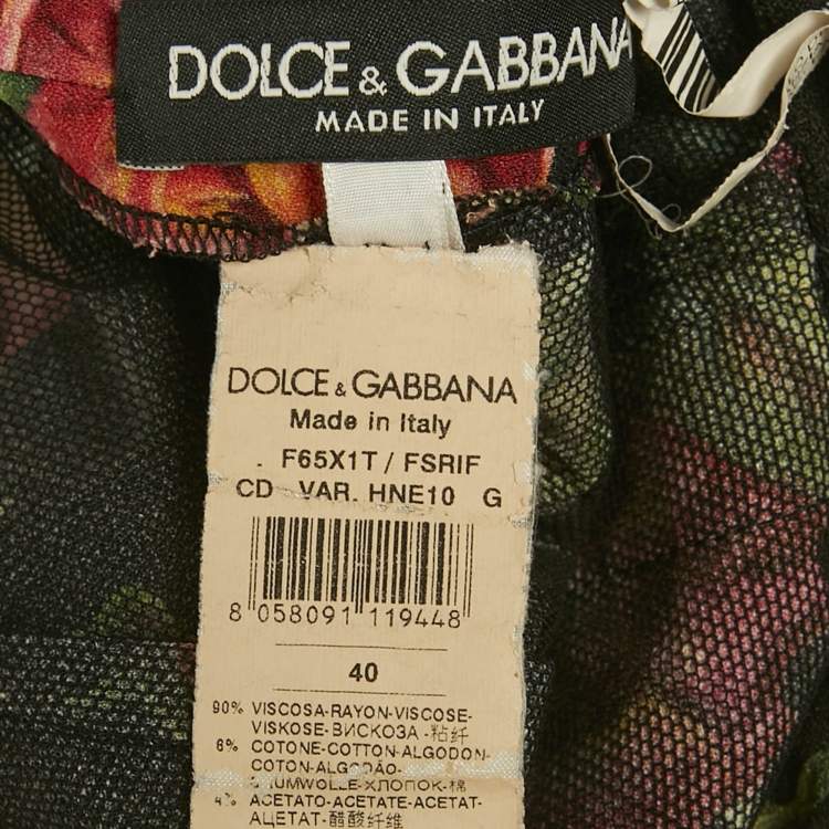 Pre Owned Dolce & Gabbana Black Floral Print Crepe Midi Dress S 